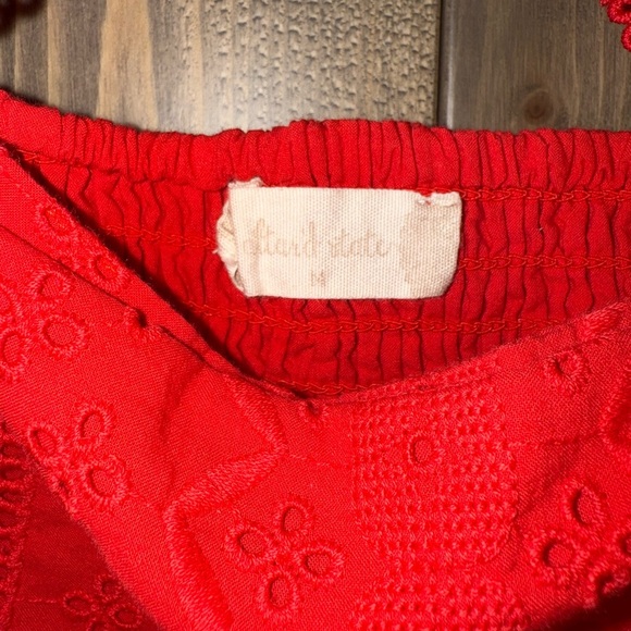 Altar'd State Red Eyelet Cropped Ruffle Blouse - Picture 3 of 3